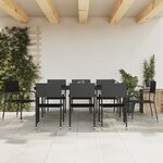 vidaXL Ensemble à manger de jardin 9 Pièces noir résine tressée et acier