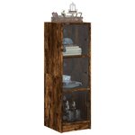 vidaXL Buffet avec portes en verre chêne fumé 35x37x109 cm