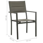 vidaXL Chaises de jardin lot de 2 Textilène acier Gris et anthracite