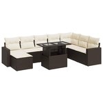 vidaXL Salon de jardin avec coussins 9 Pièces marron résine tressée