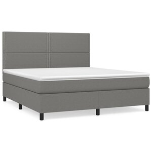 vidaXL Sommier à lattes de lit avec matelas Gris foncé 160x200cm Tissu