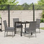 vidaXL Ensemble de jardin de 5 pièces en polyrotin gris