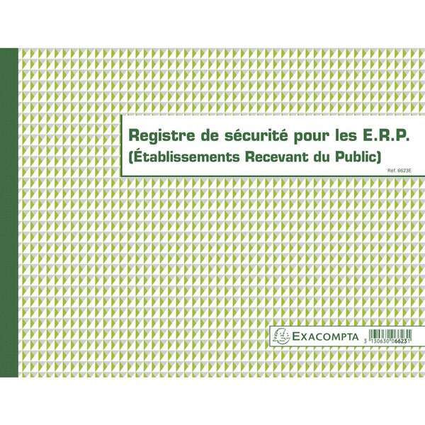 Piqûre 24x32cm Registre de sécurité pour les établissement recevant du public- 32 pages x5 EXACOMPTA