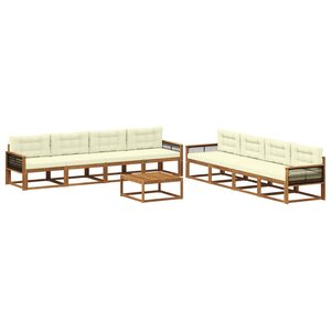 vidaXL Ensemble de canapés d'extérieur 9 Pièces Naturel et Crème