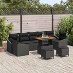 vidaXL Ensemble de canapé de jardin 10 Pièces Noir Poly rotin