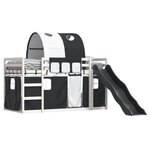 vidaXL Lit superposé sans matelas avec toboggan blanc noir 90x190 cm