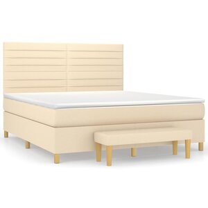 vidaXL Sommier à lattes de lit avec matelas Crème 180x200 cm Tissu