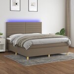 vidaXL Sommier à lattes de lit et matelas et LED Taupe 160x200cm Tissu