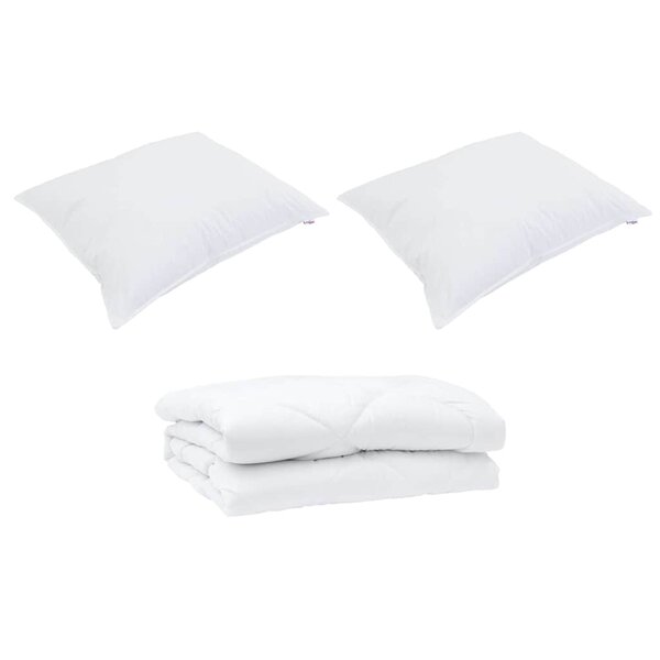 vidaXL Couette avec oreiller 3 Pièces Blanc 240 x 200 cm Microfibre