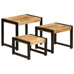 vidaXL Tables gigognes 3 Pièces Bois solide de manguier