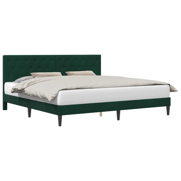 vidaXL Cadre de lit avec tête de lit Vert foncé 180 x 200 cm Velours