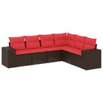 vidaXL Salon de jardin 6 Pièces avec coussins marron résine tressée