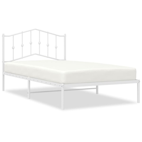 vidaXL Cadre de lit métal sans matelas et tête de lit blanc 107x203 cm