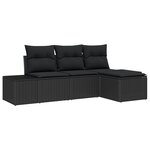 vidaXL Ensemble de Canapés de Jardin de 4 Pièces avec Coussins Noir Rattan Poly