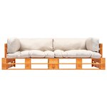 vidaXL Canapés de jardin palette 2 Pièces avec coussins sable pinède