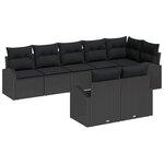 vidaXL Coffret de salon de jardin de 8 pièces avec des coussins en rotin noir.