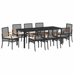 vidaXL Ensemble de salle à manger pour jardin 9 Pièces Noir polyrotin