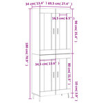 vidaXL Buffet haut Blanc 69 5x34x180 cm Bois d'ingénierie