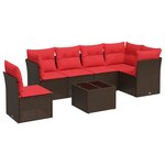 vidaXL Salon de jardin avec coussins 7 Pièces marron résine tressée
