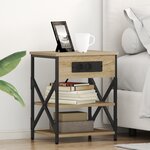 vidaXL Table de nuit avec station de chargement 2 Pièces Chêne sonoma
