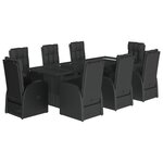 vidaXL Ensemble à manger de jardin 9Pièces coussins noir résine tressée