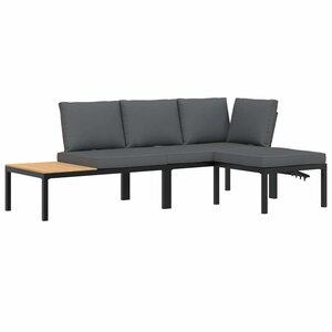 vidaXL Salon de jardin 3 Pièces avec coussins noir aluminium