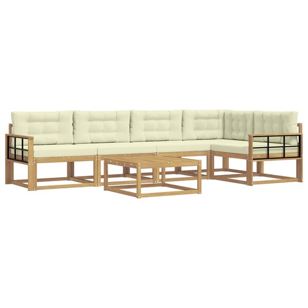 vidaXL Ensemble de canapés d'extérieur 6 pc Blanc et crème Polyester