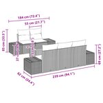 vidaXL Ensemble de Canapés de Jardin 6 Pièces avec Coussins Gris Poly Rattan Acacia