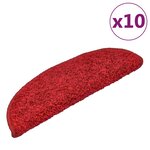 vidaXL Tapis d'escalier 10 Pièces 65x21x4 cm Rouge