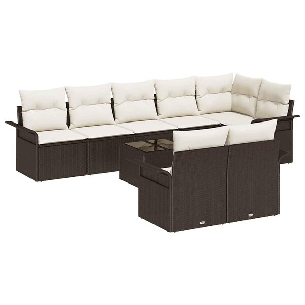 vidaXL Ensemble de canapé de jardin 9 Pièces Marron Poly rotin