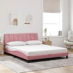 vidaXL Cadre de lit avec LED sans matelas Hanko rose 160x200 cm velours