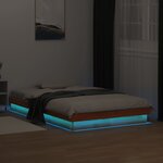 vidaXL Cadre de lit à LED cire marron 135x190 cm bois de pin massif