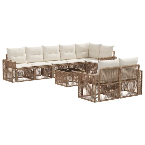 vidaXL Ensemble de canapé de jardin 9 Pièces Beige et blanc crème
