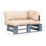 vidaXL Canapé de jardin palette avec coussins sable Pinède