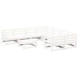 vidaXL Salon de jardin 9 Pièces blanc bois de pin massif