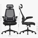 Fauteuil de bureau chaise ergonomique siège pivotant accoudoirs et appui-tête réglables en tissu respirant hauteur réglable noir 12_0005874