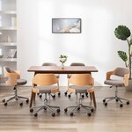 vidaXL Chaises pivotantes à manger lot de 6 taupe bois courbé et tissu