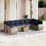 vidaXL Salon de jardin 11 Pièces avec coussins gris résine tressée