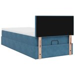 vidaXL Cadre de lit ottoman avec matelas bleu foncé 100x200 cm velours