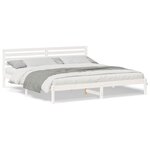 vidaXL Cadre de lit Blanc 200 x 220 cm Bois massif en pin