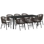 vidaXL Ensemble de salle à manger de jardin 9 pièces  rattan poly marron