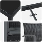 vidaXL Ensemble de salle à manger de jardin 7 pièces avec coussins en poly rotin noir