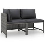 vidaXL Salon de jardin 2 Pièces avec coussins Gris Résine tressée