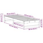 vidaXL Cadre de lit Marron 90 x 210 cm Pin massif