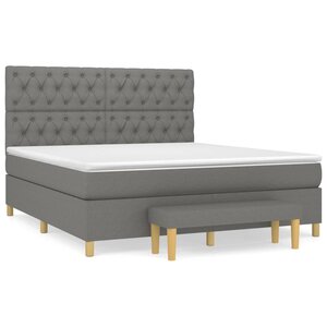 vidaXL Sommier à lattes de lit avec matelas Gris foncé 160x200cm Tissu
