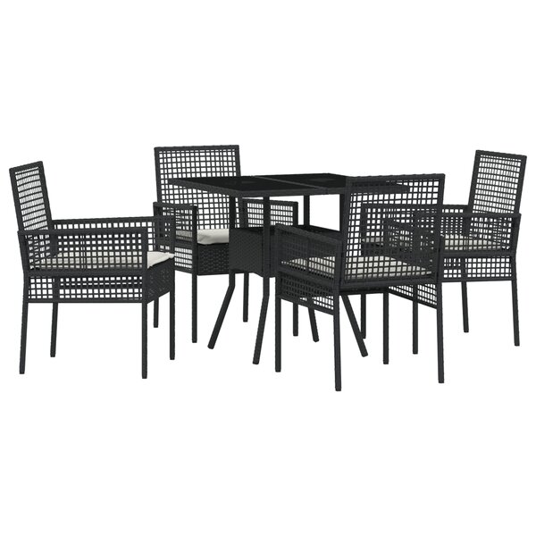 vidaXL Set de salle à manger jardin 5 pièces Noir poly rotin