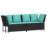 vidaXL Canapé de jardin avec coussins Noir Résine tressée
