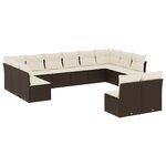vidaXL Salon de jardin avec coussins 12 Pièces marron résine tressée