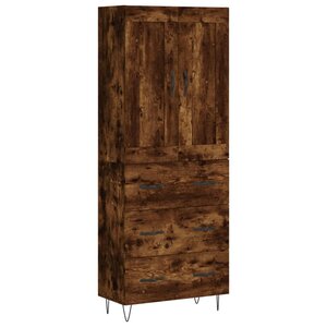vidaXL Buffet haut Chêne fumé 69 5x34x180 cm Bois d'ingénierie