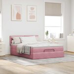 VidaXL Cadre de lit ottoman avec matelas rose 140x200 cm velours